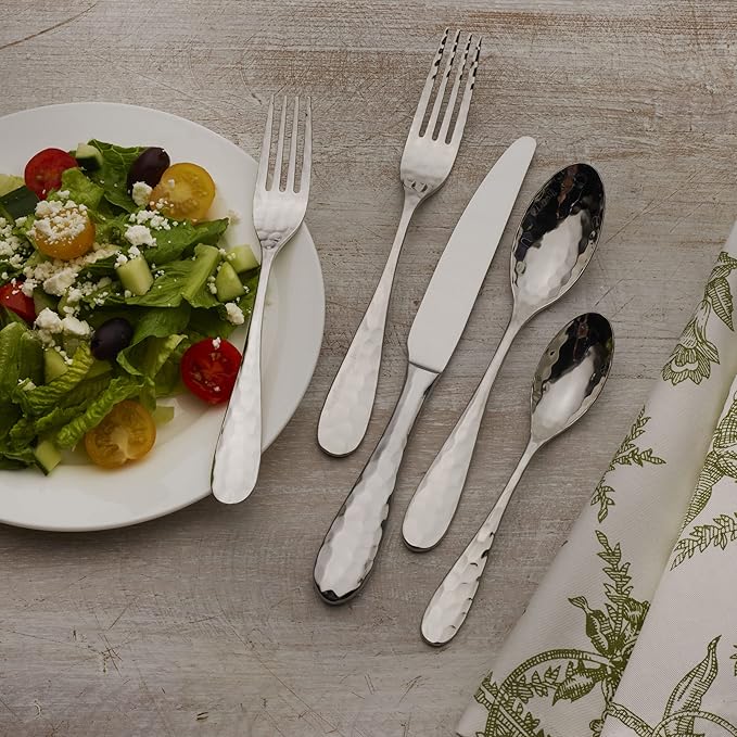 Mikasa Lilah Flatware Service for 8 45 Piece Set 18/10 Stainless Steel Silverware Set with Serving Utensils (Pack of 2)