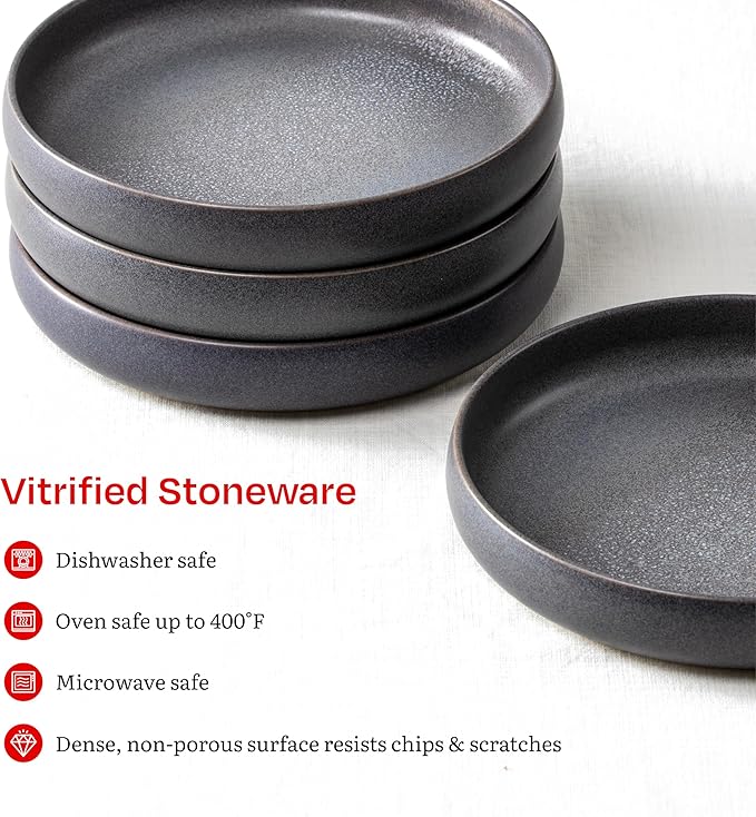 Eater x Zwiesel Fortessa Foss Stoneware 12 Piece Dinnerware Set (Service for 4) Volcanic Gray
