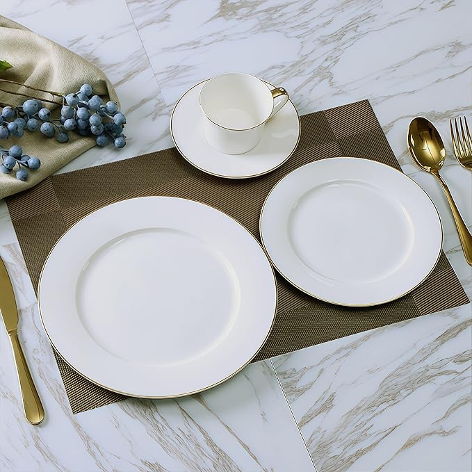gold trim dinnerware set service for 6 24 pieces elegant plate sets elegant dishes set for gathering wedding party and afternoon tea