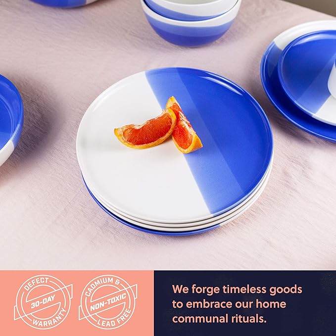 Ombre Dinner Plates Oia Blue - 10.25 inch Porcelain Plates Set Ceramic Plate Set of 4 - Ombre Dinnerware Collection - Oia Plates