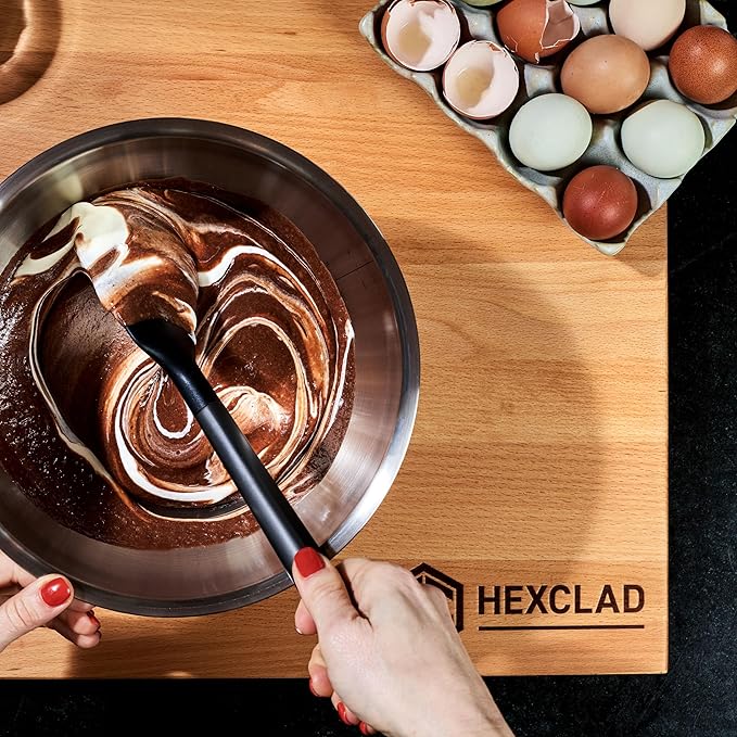 HexClad Stainless Steel Mixing Bowl Set 3-Piece with Vacuum Seal Lids and Non-Slip Base 1.33 and 5 Quarts