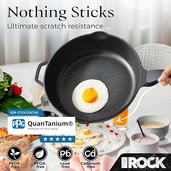 THE ROCK 1TSP 13PCS Cookware Set – Pots and Pans Set Non Stick with ROCK.TEC – Nothing Sticks Never Warps Lasts Longer – Healthy Multifunctional All-in-One Fry Pan Saucepan Stockpot &amp More