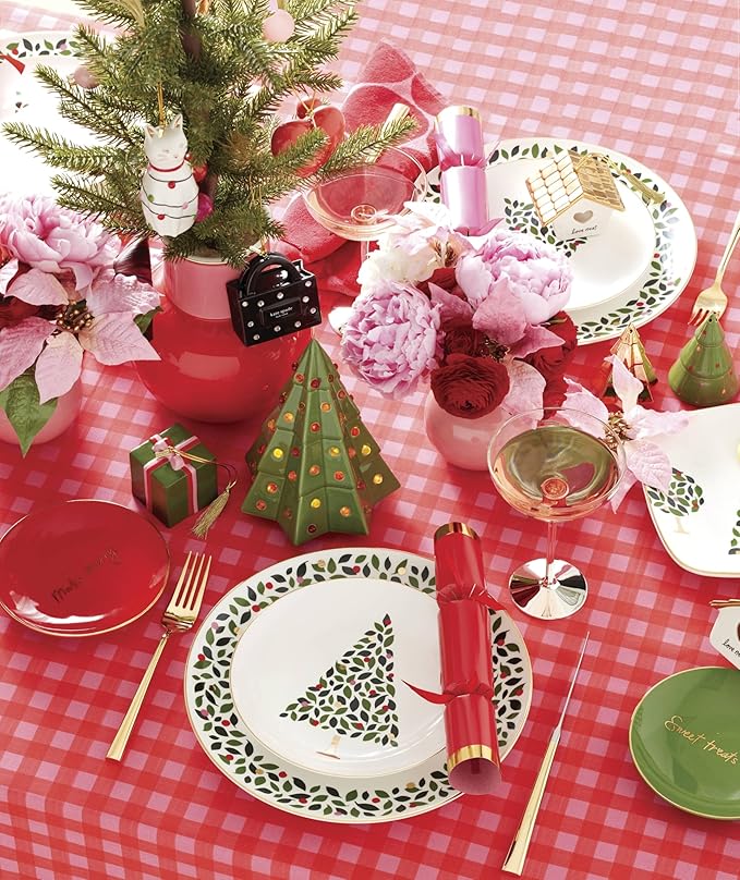 kate spade new york Evergreen 12-Piece Dinnerware Set 12 Count Ivory Christmas Dinnerware Set Holiday Hosting