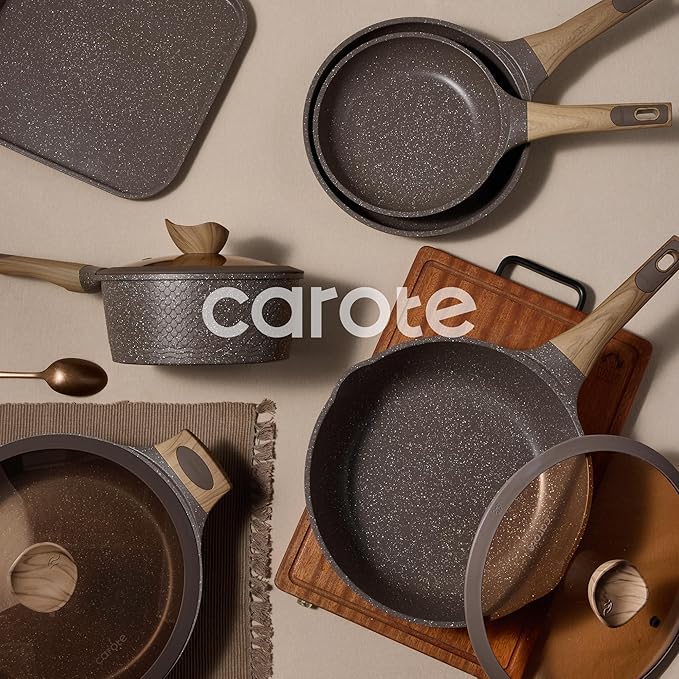 CAROTE 31pcs Pots and Pans Set Non Stick Cookware Set Pots and Pans Induction Cook Ware Nonstick Kitchen Cooking PFOA Free