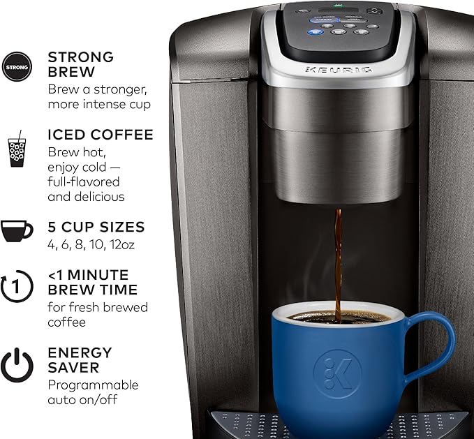 Keurig K-Elite Single-Serve K-Cup Pod Coffee Maker Brushed Slate 12 oz. Brew Size &amp Travel Mug Fits K-Cup Pod Coffee Maker 1 Count (Pack of 1) Stainless Steel