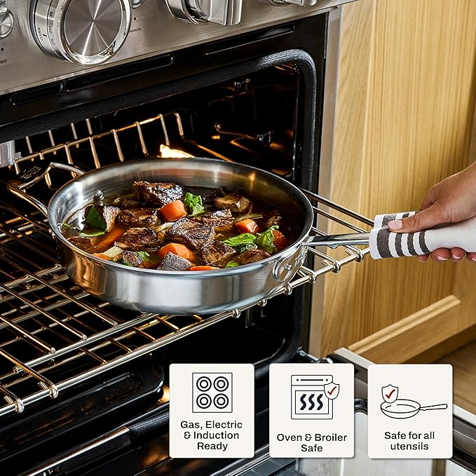 All-Clad D5® Stainless Steel Core 5 Piece Cookware Set- Made in USA- The Upgrade for Supremely Even Heat- Includes Frying Pans Saucepan Sautépan -Oven Safe &amp Induction Compatible