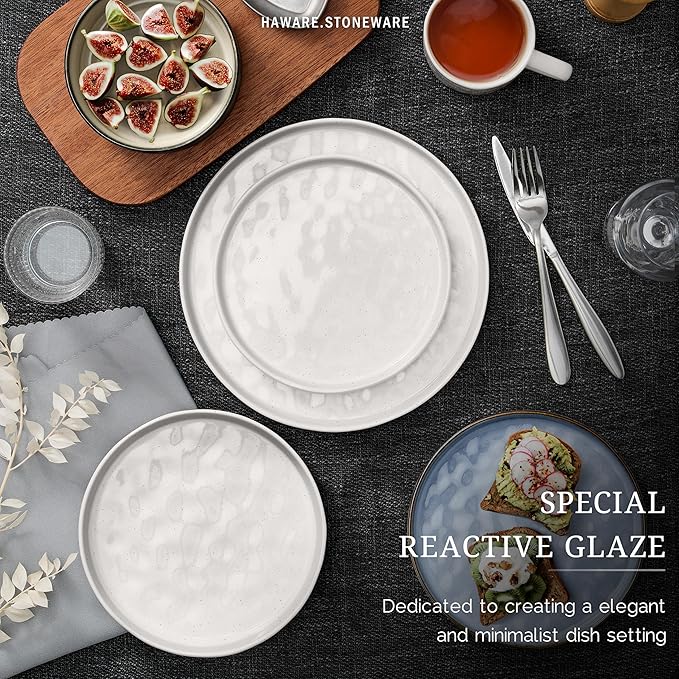 HaWare Dinnerware Sets 24-Piece Plates and Bowls Set Stoneware Dish Set for 8 Ceramic Dinnerware for Home Restaurant Chip and Scratch Resistant Microwave and Dishwasher Safe Multicolor