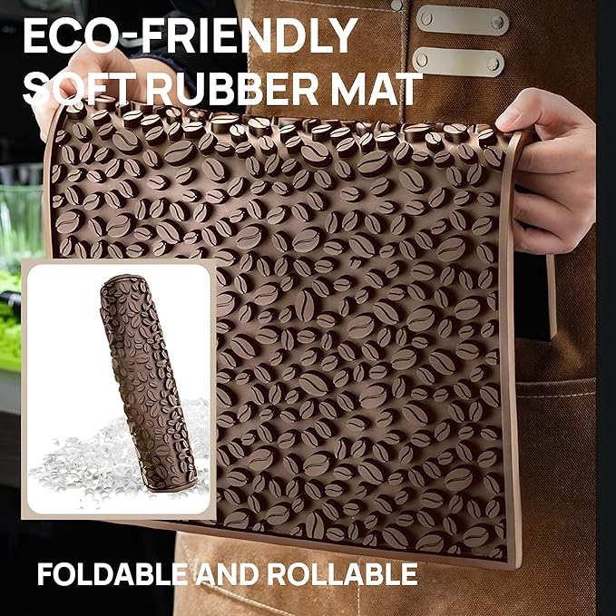 Bar Mats for Countertops Heavy Duty Rubber Mat 3D Coffee Bean Coffee Bar Mat Dish Drying Mat for Kitchen Restaurant Coffee Bar Essentials Non-Slip Drip Tray Mat(Coffee18x12)