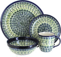 Blue Rose Polish Pottery - Blue Mosaic Beach 4 PC Place Setting - Service for 1-1 Place Setting - Great for Everyday Dining Casual Dining or as Formal Dinnerware