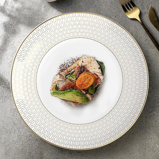 gold trim dinnerware set service for 4 16 pieces porcelain dishes set ceramic plate sets for dinner party anniversary brunch banquet