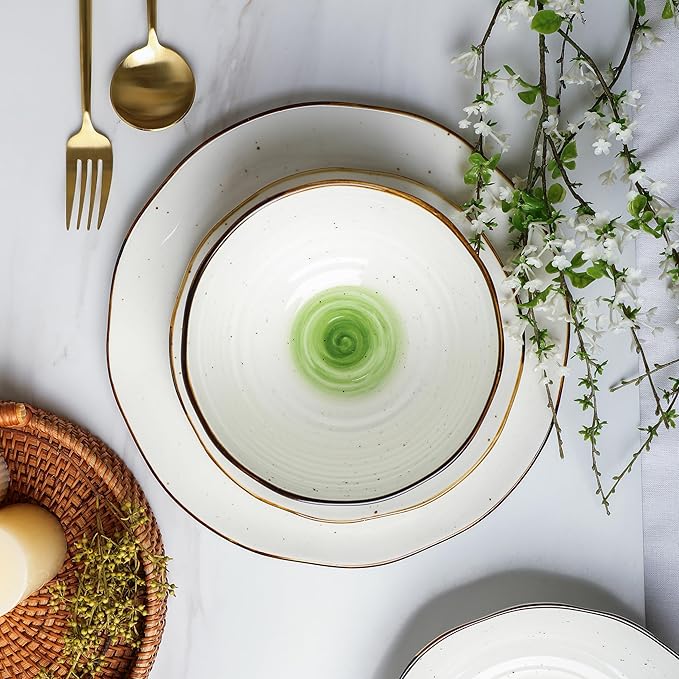 Christian Siriano Luma 16-Piece Dinnerware Set Porcelain Green