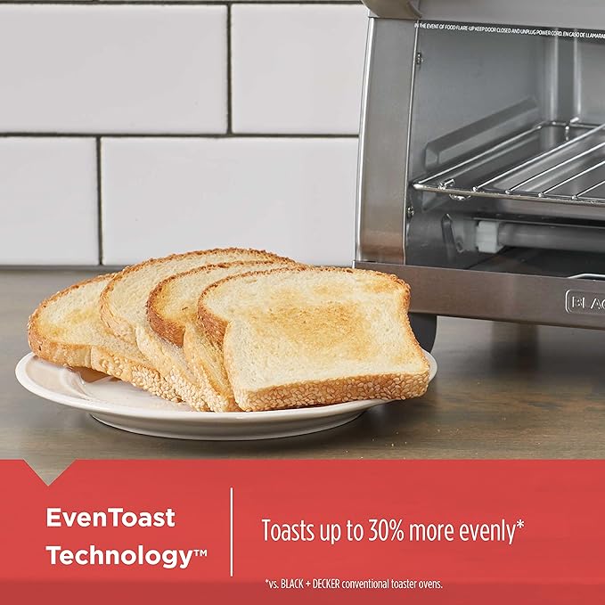 BLACK+DECKER 4-Slice Toaster Oven with Natural Convection Stainless Steel TO1760SS (TO1760SST-1)
