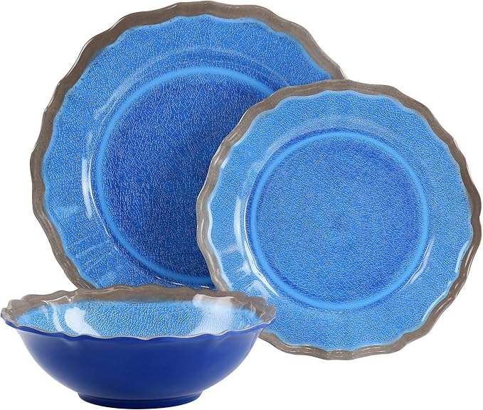 Elama Roma12 Piece Melamine Dinnerware Set Blue