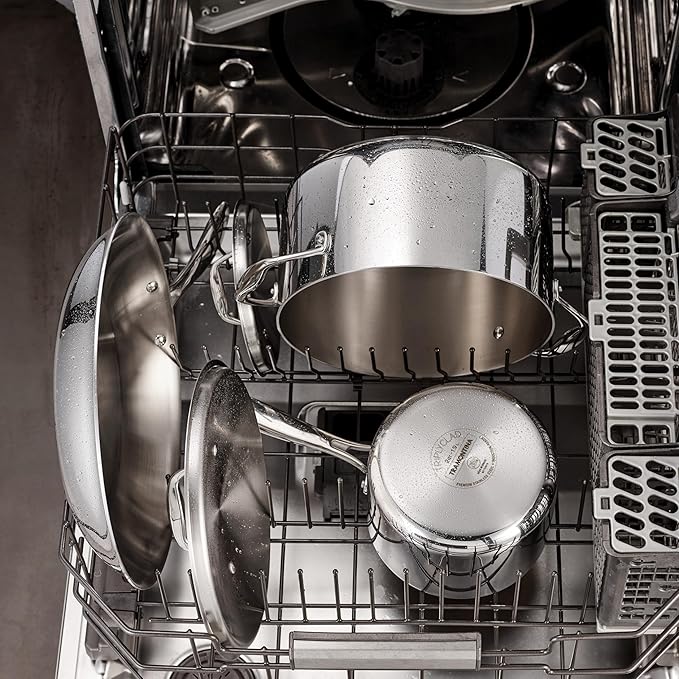 Tramontina Signature Tri-Ply Clad Stainless Steel 11-Piece Cookware Set with Lids Pots and Pans Kitchen Set Induction-Ready Dishwasher-Safe NSF-Certified