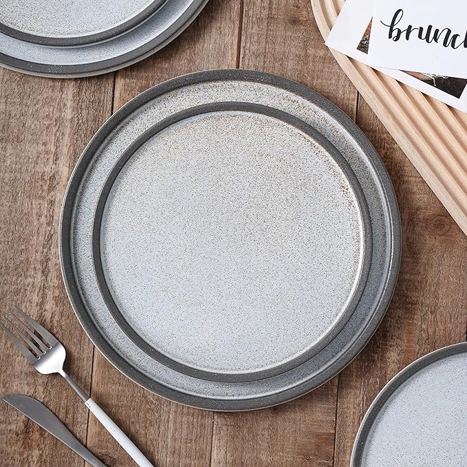 Stone Lain Vince Stoneware Reactive Glaze Dinnerware Set 16 Piece Service for 4 Gray