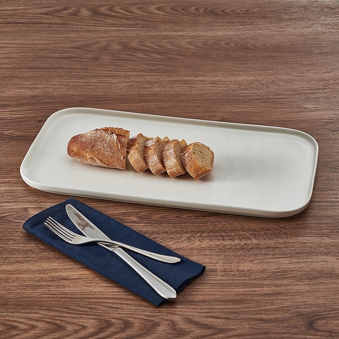 Mikasa Samantha Rectangular Bone China Lightweight Chip Resisant Serving Tray 15.85 Inch White