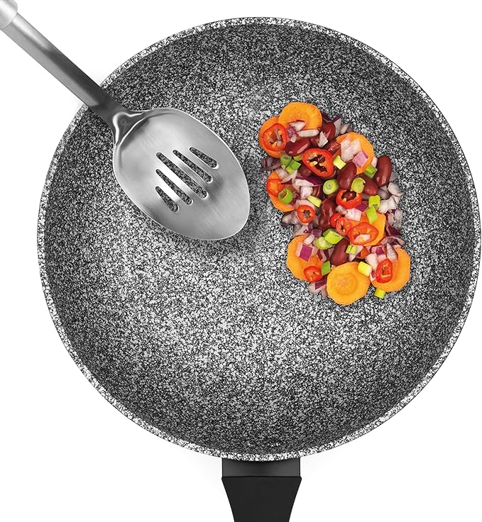Salter COMBO-8207A Megastone Non-Stick Frying Pan Set 3 Piece Pan Set 20/24/28 cm Forged Aluminium Cookware Dishwasher &amp Metal Utensil Safe Use Little or No Oil for Healthier Meals PFOA-Free