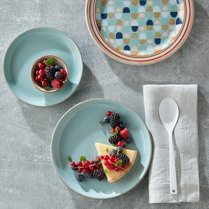 Denby - Heritage Pavillion Medium Plate - 8.25in Blue Scratch &amp Chip Resistant Dinner Lunch Salad Plate For Everyday Use - Ceramic Stoneware Tableware Dish - Dishwasher &amp Microwave Safe