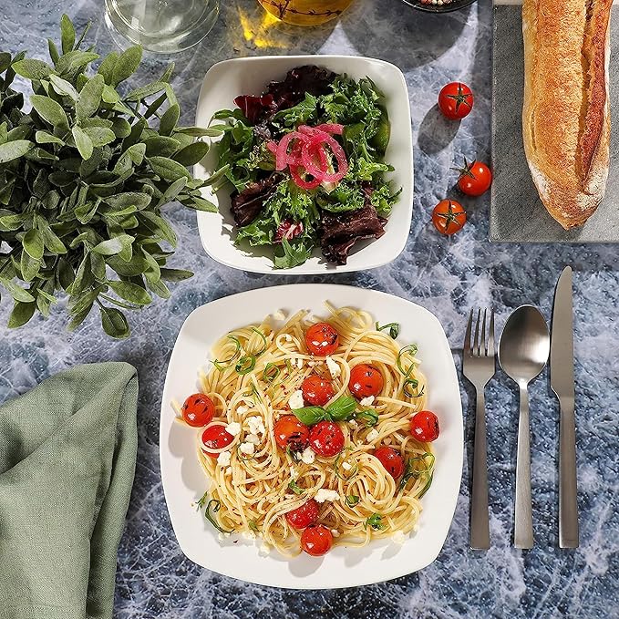 Gibson Home Zen Buffet Matte Porcelain Chip and Scratch Resistant Plates and Bowls Dinnerware Set - White Service for 4 (8pcs)