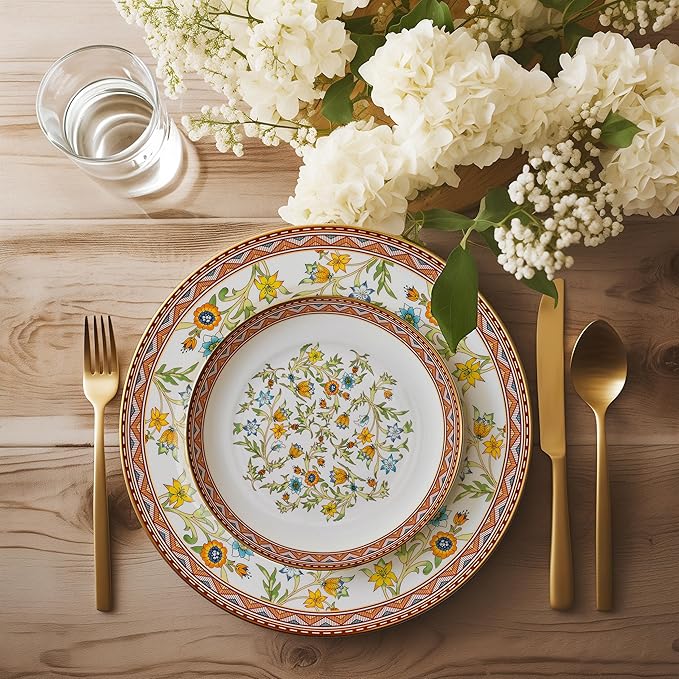 STP Porcelain J-229561 Fleurs des Prairies Bone China Dinnerware Set of 16 Service for 4