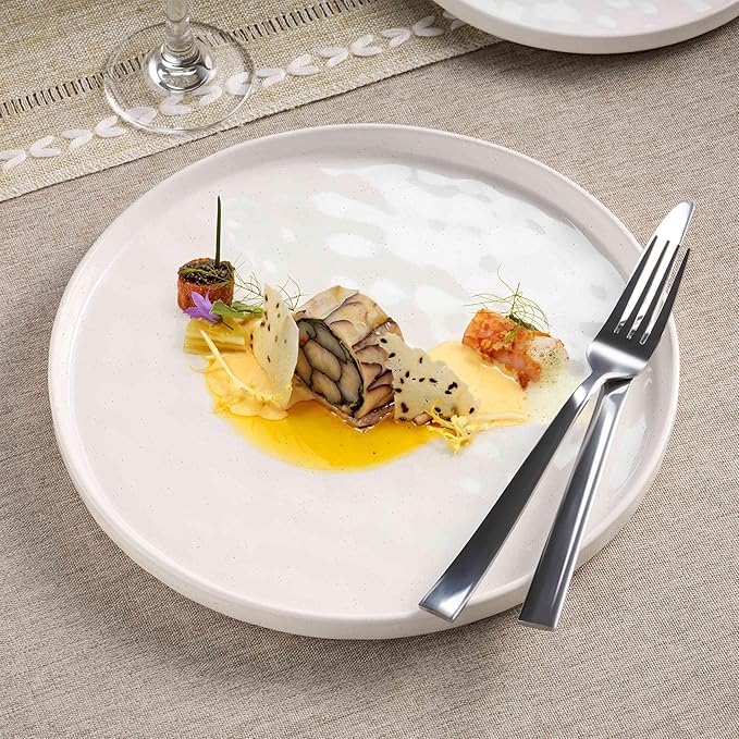 Herogo 18 Pieces Plates and Bowls Sets for 6 Stoneware Dinnerware Set for Kitchen Ceramic Dinner Dishware Dishwasher &amp Microwave Safe Speckled White