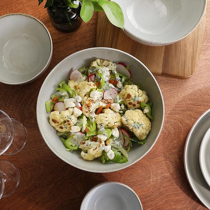 Gibson Elite Sandy Pines 4 Piece Nesting Bowl Set 4” 5.5” 7” &amp 9” Round Stoneware Bowls Reactive Glaze Finish Taupe Mixing Prep &amp Serving Bowls Microwave &amp Dishwasher Safe