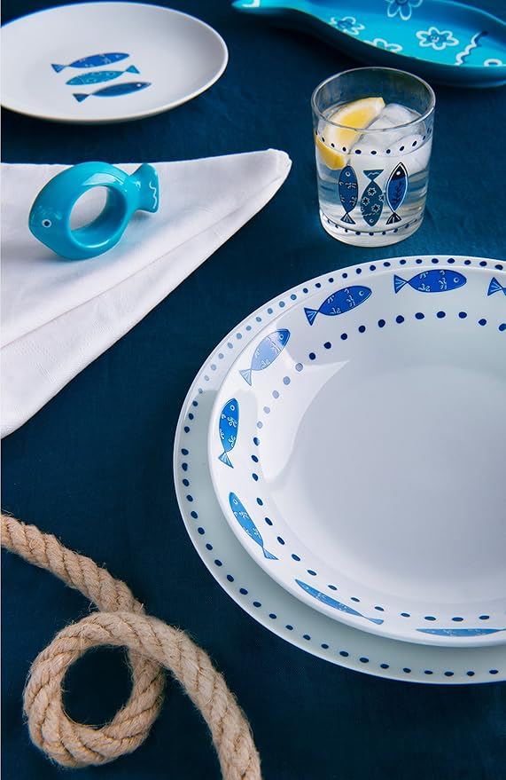Excelsa Ocean 18 Pieces Dinnerware Set Porcelain 45 x 25 x 12 cm (White / Blue)