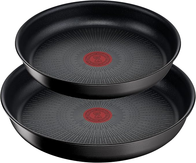 Tefal Ingenio Unlimited On Set of 2 Frying Pans 22/26 cm + Removable Handle Induction Safe Non-Stick Titanium Coated Thermo-Signal PFOA Free Dishwasher and Oven Safe