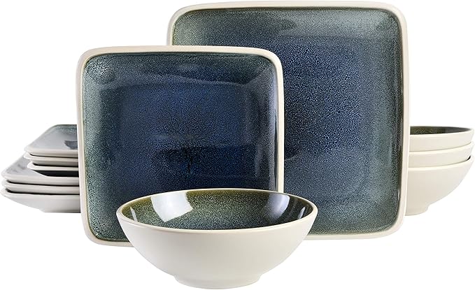Gibson Elite Namastay 12 Piece Dinnerware Set Blue