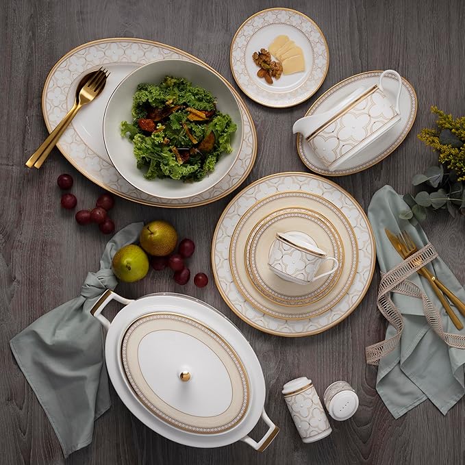 Noritake Trefolio Gold 12-Piece Dinnerware Set Service for 4