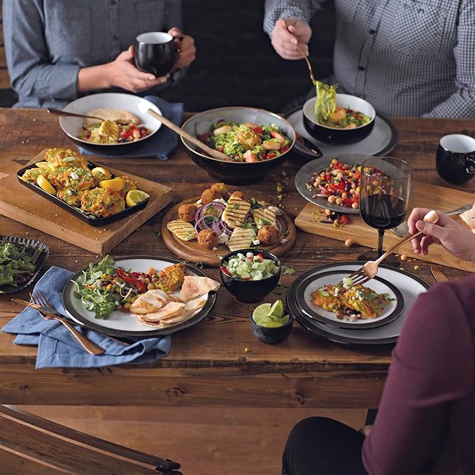 Denby Jet Black Boxed Tableware Set 16-Piece