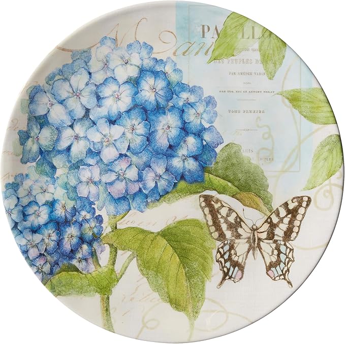 Hydrangea Garden 12 pc Melamine Dinnerware Set Service for 4