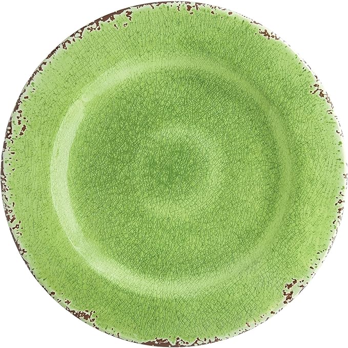 UPware 12 Piece Crackle Melamine Dinnerware Sets Outdoor Dishes Set Plates and Bowls Sets Service for 4 Green