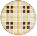 MACKENZIE-CHILDS Enamel Salad and Dessert Plate Small Plate for a Dessert or Appetizer Dish 8 Inches Brown-and-White Tartan Mocha