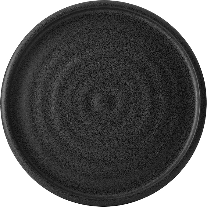 Mikasa Declan 12 Piece Stoneware Dinnerware Set Service for 4 Modern Black Plate and Bowl Dishes with High Rims Black