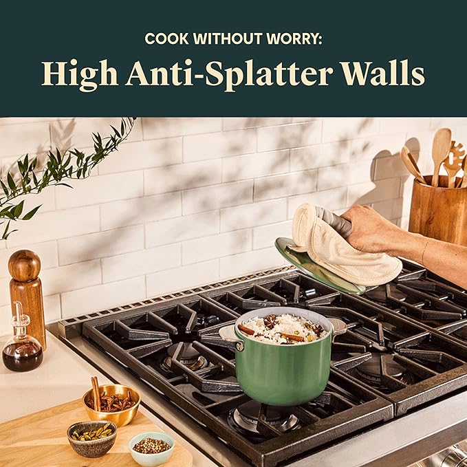 Caraway Petite Cooker - 2 Qt Ceramic Coated Pot - Free From Forever Chemicals - Perfect for Rice Grains or Sauces - Perracotta
