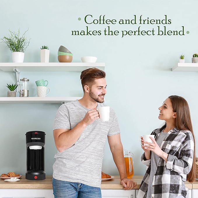 Mixpresso 2-in-1 Coffee Maker – Single Serve &amp Ground Coffee Brewer Compact Personal Coffee Machine for Pods &amp Loose Grounds Quick Brew 14 oz Portable Small Coffee Maker Black
