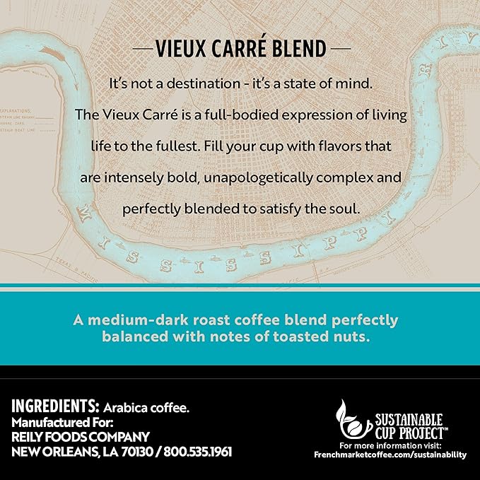 French Market Vieux Carré Blend French Roast Single Serve Coffee Pods 12ct Box (Pack of 6)