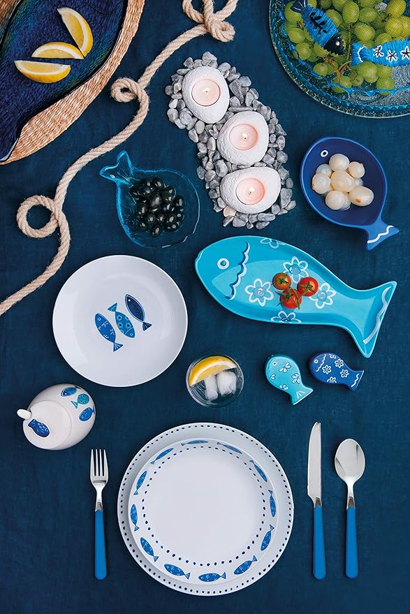 Excelsa Ocean 18 Pieces Dinnerware Set Porcelain 45 x 25 x 12 cm (White / Blue)