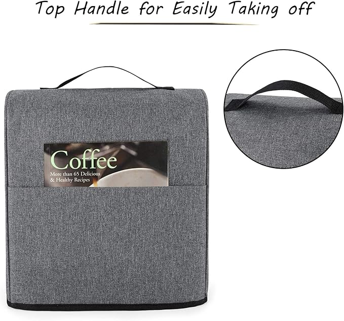 CURMIO Coffee Maker Carrying Bag &amp Coffee Maker Dust Cover Compatible with Keurig K-Mini or K-Mini Plus Single Serve Coffee Brewer Travel Bag with Pockets for K-Cup Pods