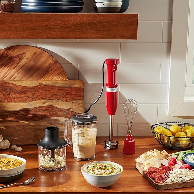 KitchenAid Variable Speed Corded Hand Blender with Accessories Empire Red KHBV83ER