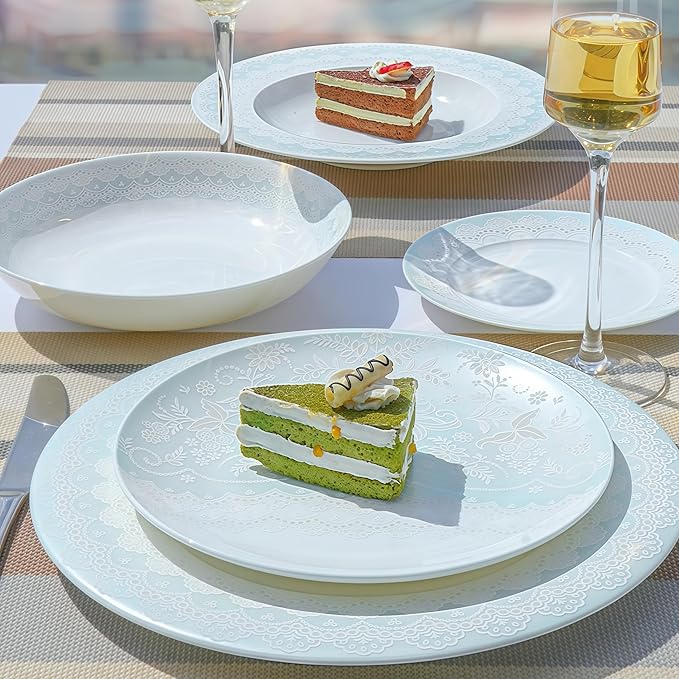 Fine Bone China Dinnerware SetPorcelain&ampCeramic Dinnerware SetsBone Stoneware &amp Ceramic Cookware Tableware Set Includes Dinner Plates|Spoons|Pasta Bowls|Soup Pot|Chopsticks (50PCS * 8-Person