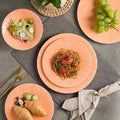 MissYIP 12 Pcs Dinner Set - Unbreakable Dishwasher Safe Plates &amp Bowls - Ideal for Parties &amp Camping (Orange)