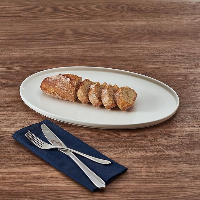 Mikasa Samantha Oval Bone China Lightweight Chip Resisant Serving Tray 14 Inch White