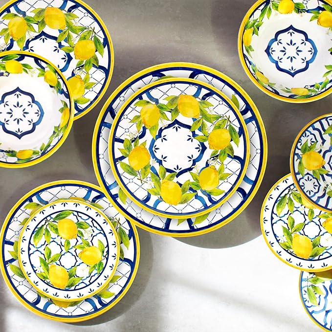 Le Cadeaux 12 Piece Luxury Melamine Dinnerware Set Service for 4 (Palermo)