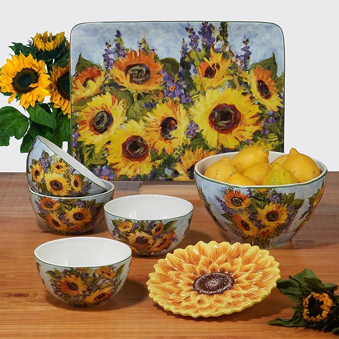 Certified International Sunflower Bouquet 16 Piece Dinnerware Set Service For 4