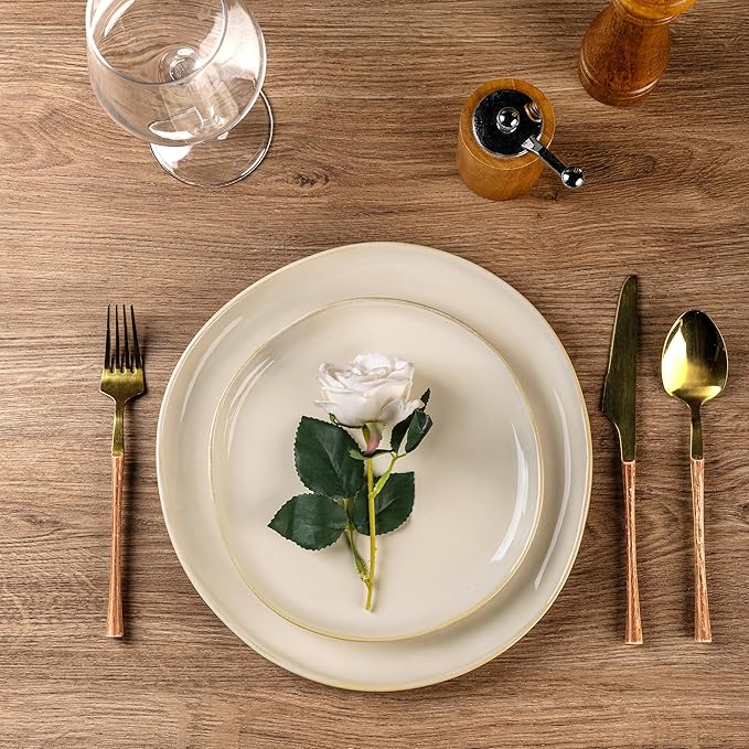 AmorArc Ceramic Dinnerware SetsHandmade Reactive Glaze Stoneware Plates and Bowls SetsHighly Scratch Resistant | Dishwasher &amp Microwave Safe Dishes SetService for 4 (12pc)