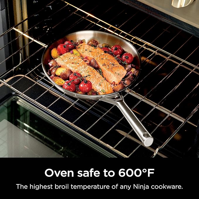 Ninja EverClad Stainless Steel Cookware 7 Piece Pots &amp Pans Set Cookware Set All Stovetops &amp Induction Oven Safe to 600°F Tri-Ply Commercial-Grade C99007