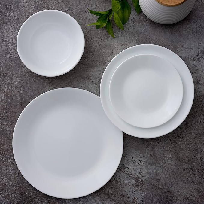 Corelle Vitrelle 4-Pieces 18-Oz Soup/Cereal Bowls Chip &amp Crack Resistant Glass Dinnerware Set Bowls Winter Frost White
