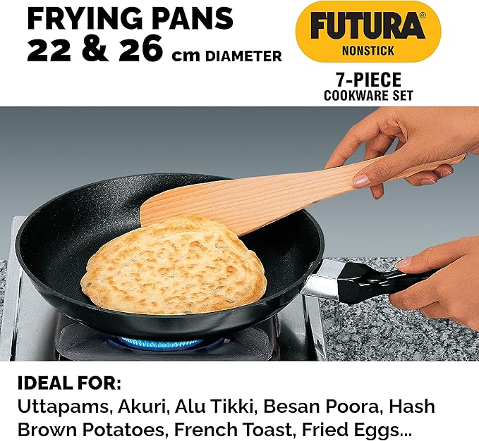 HAWKINS Futura Non-Stick Cookware 7 Pieces Set (QS5) 2 LTR 3 LTR 3.25 LTR Black (NSET4)